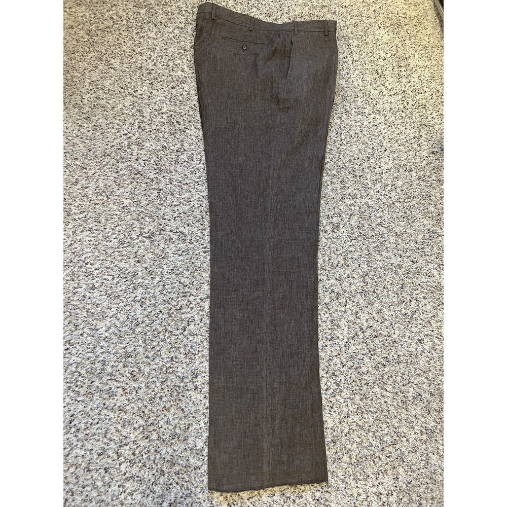 Zanella NWT Dress Pants Size 40 In Solid Light Brown Tan 100% Linen Flat Front